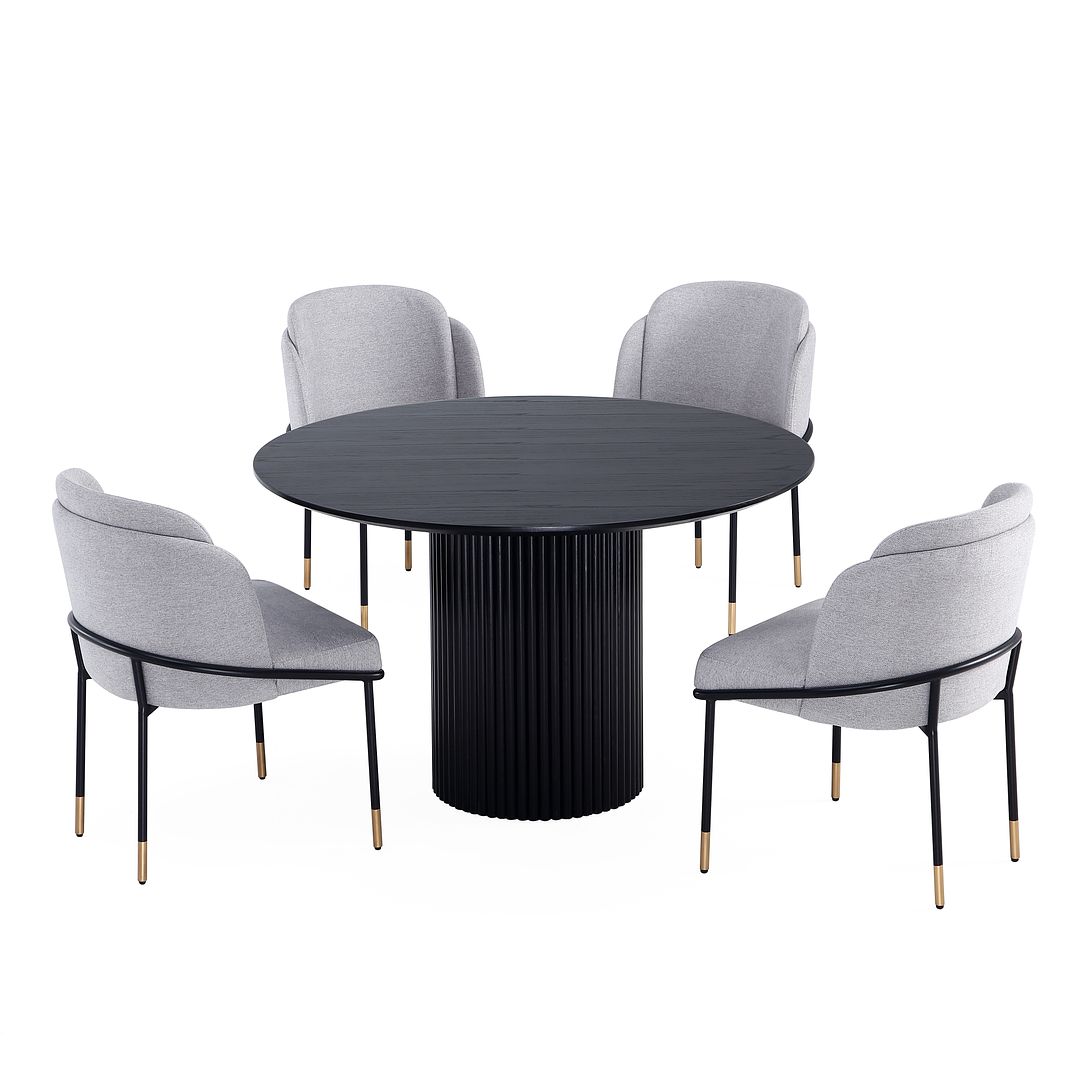 Manhattan Comfort Hathaway and Flor Black Grey 5pc Dining Set