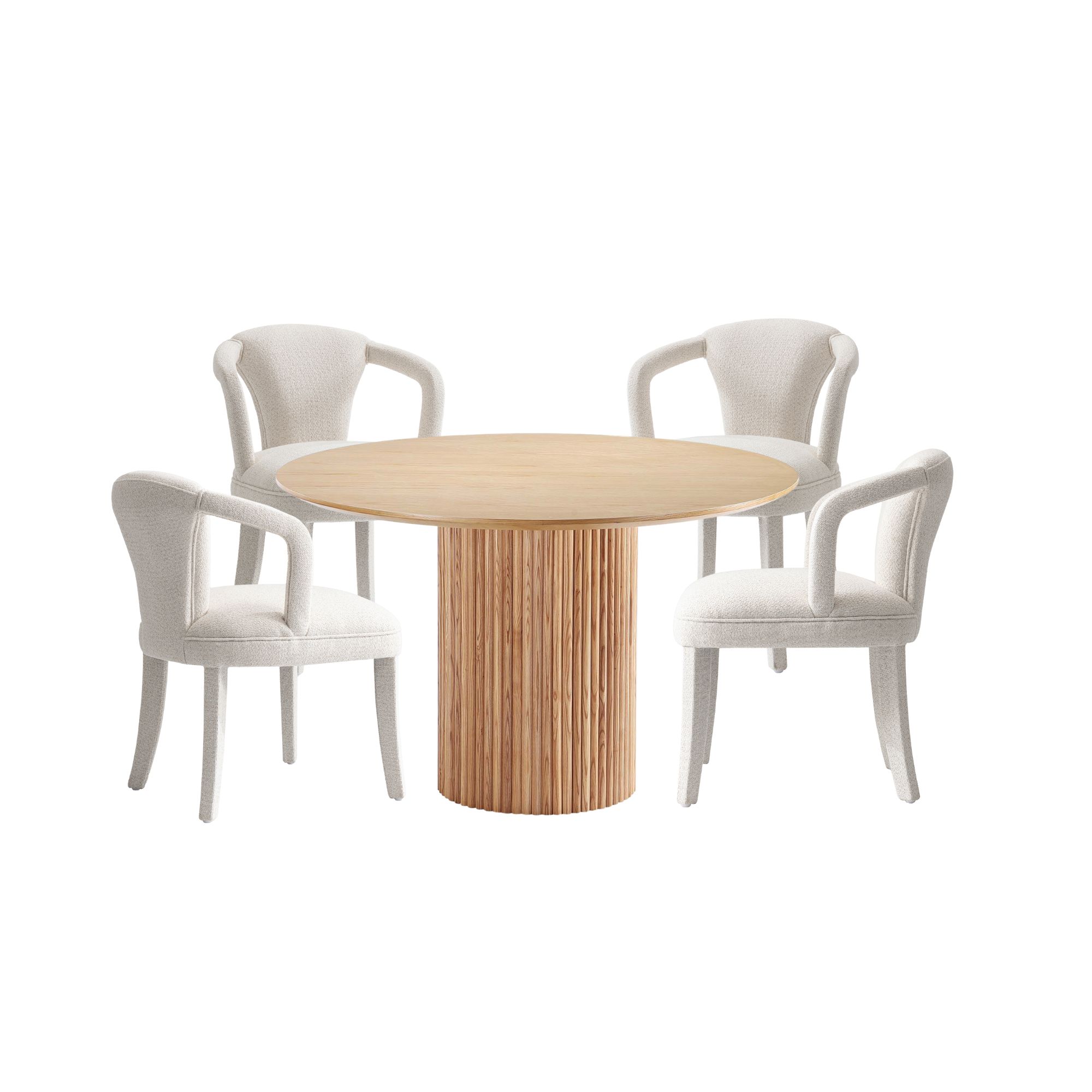 Manhattan Comfort Hathaway Palmer Natural Ivory 5pc Round Dining Set