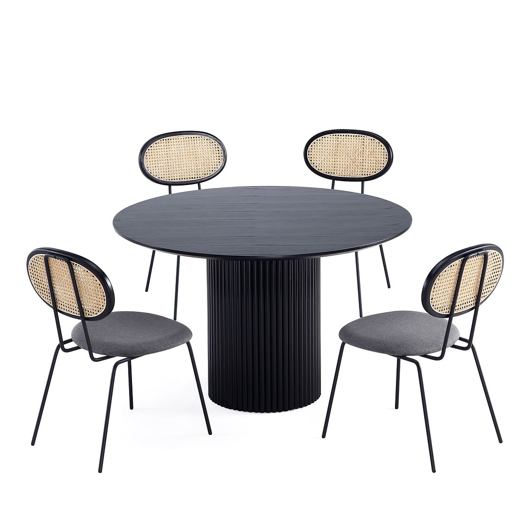Manhattan Comfort Hathaway and Jardin Black Grey 5pc Dining Set