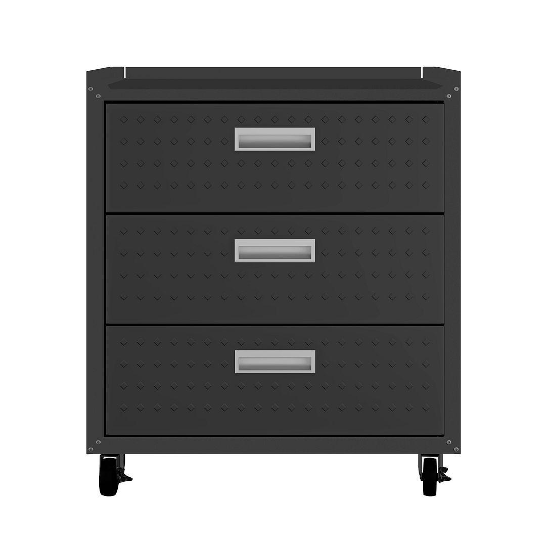 Manhattan Comfort Fortress Charcoal Grey 31.5 Inch 3 Drawers Mobile Garage ...