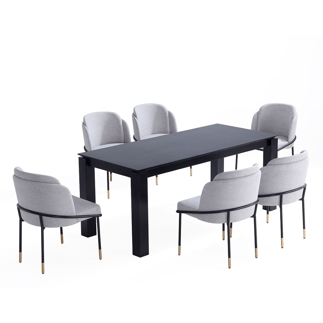Manhattan Comfort Rockaway and Flor Black Grey 7pc Dining Set
