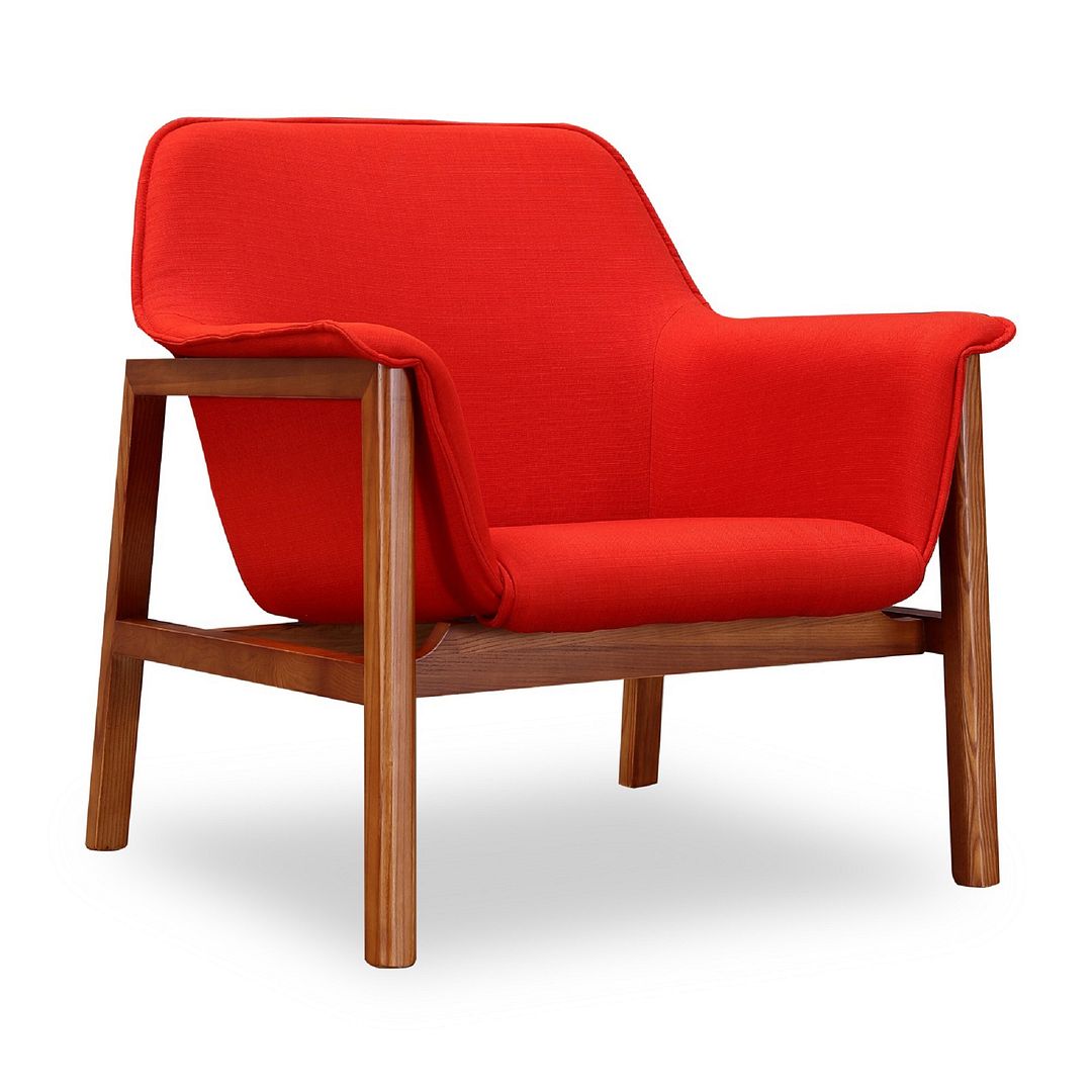 Manhattan Comfort Miller Burnt Orange Linen Weave Accent Chair