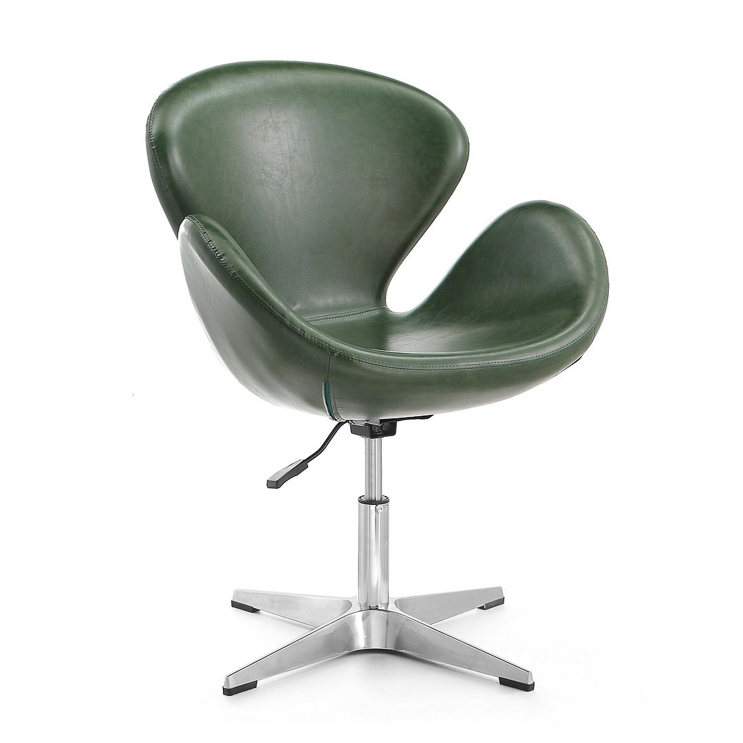 Manhattan Comfort Raspberry Forest Green Faux Leather Swivel Chair