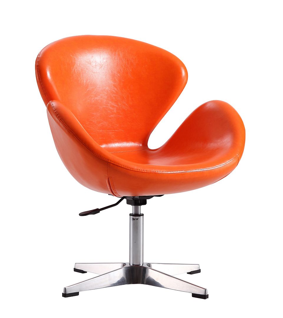 Manhattan Comfort Raspberry Tangerine Faux Leather Swivel Chair