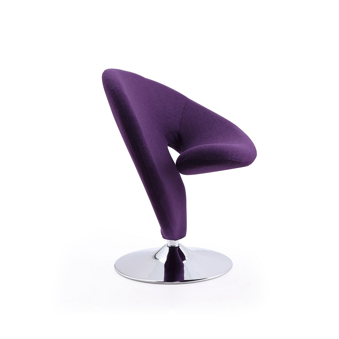 Manhattan Comfort Curl Purple Wool Blend Swivel Accent Chair