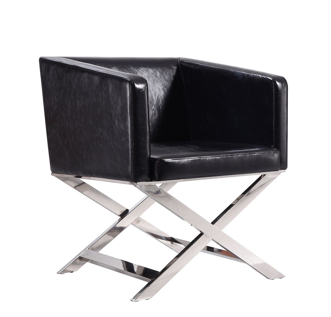 Manhattan Comfort Hollywood Black Faux Leather Lounge Accent Chair