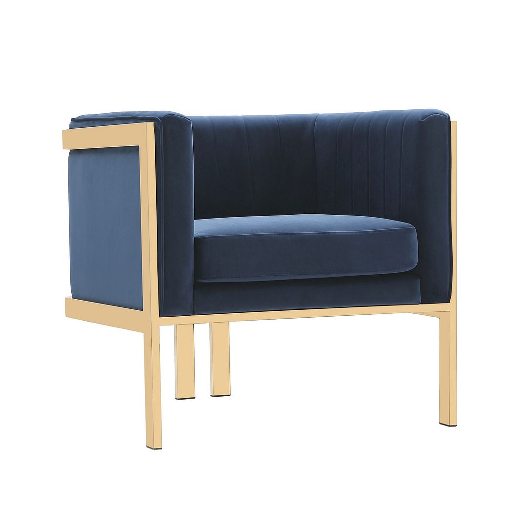 Manhattan Comfort Paramount Royal Blue Velvet Accent Armchair