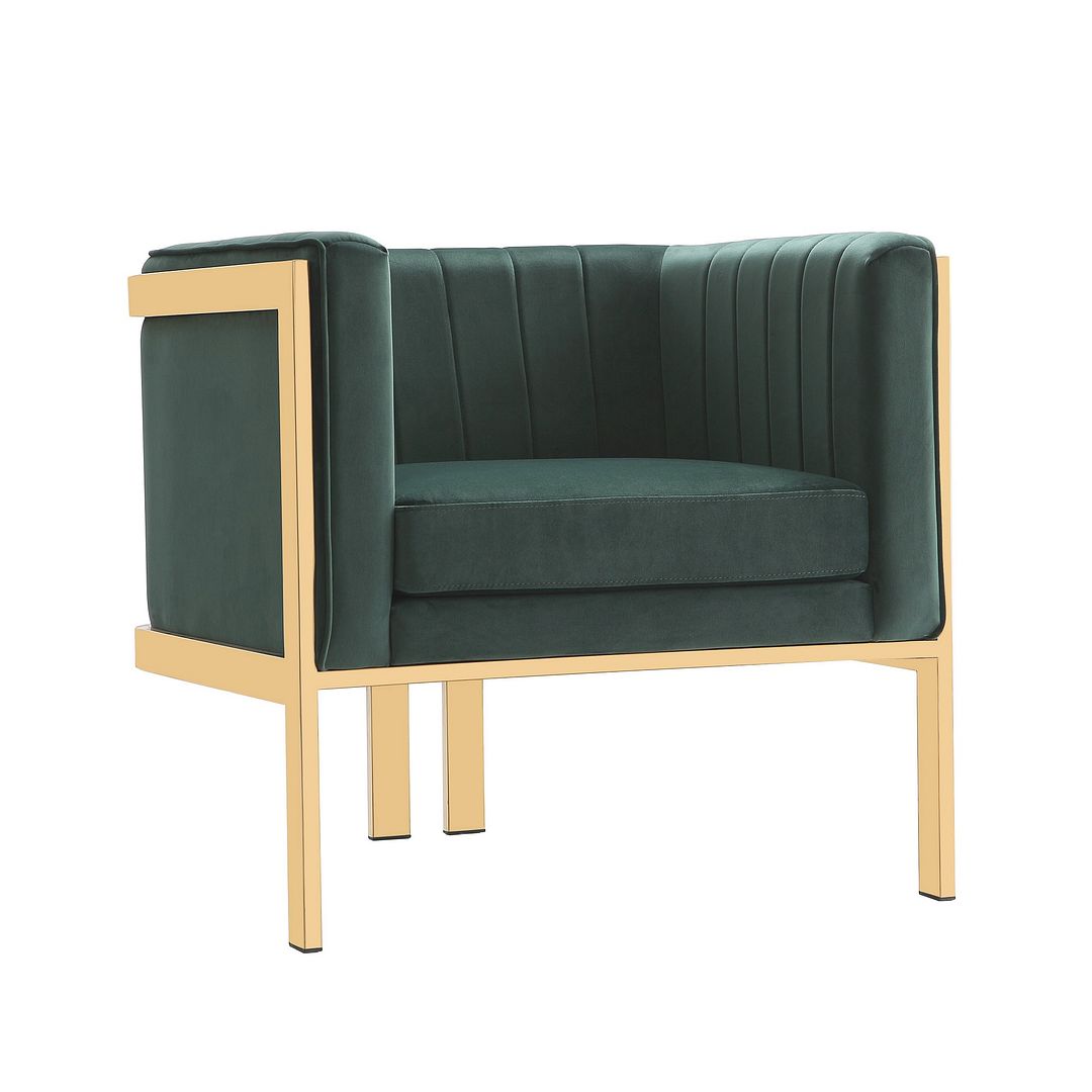 Manhattan Comfort Paramount Forest Green Velvet Accent Armchair