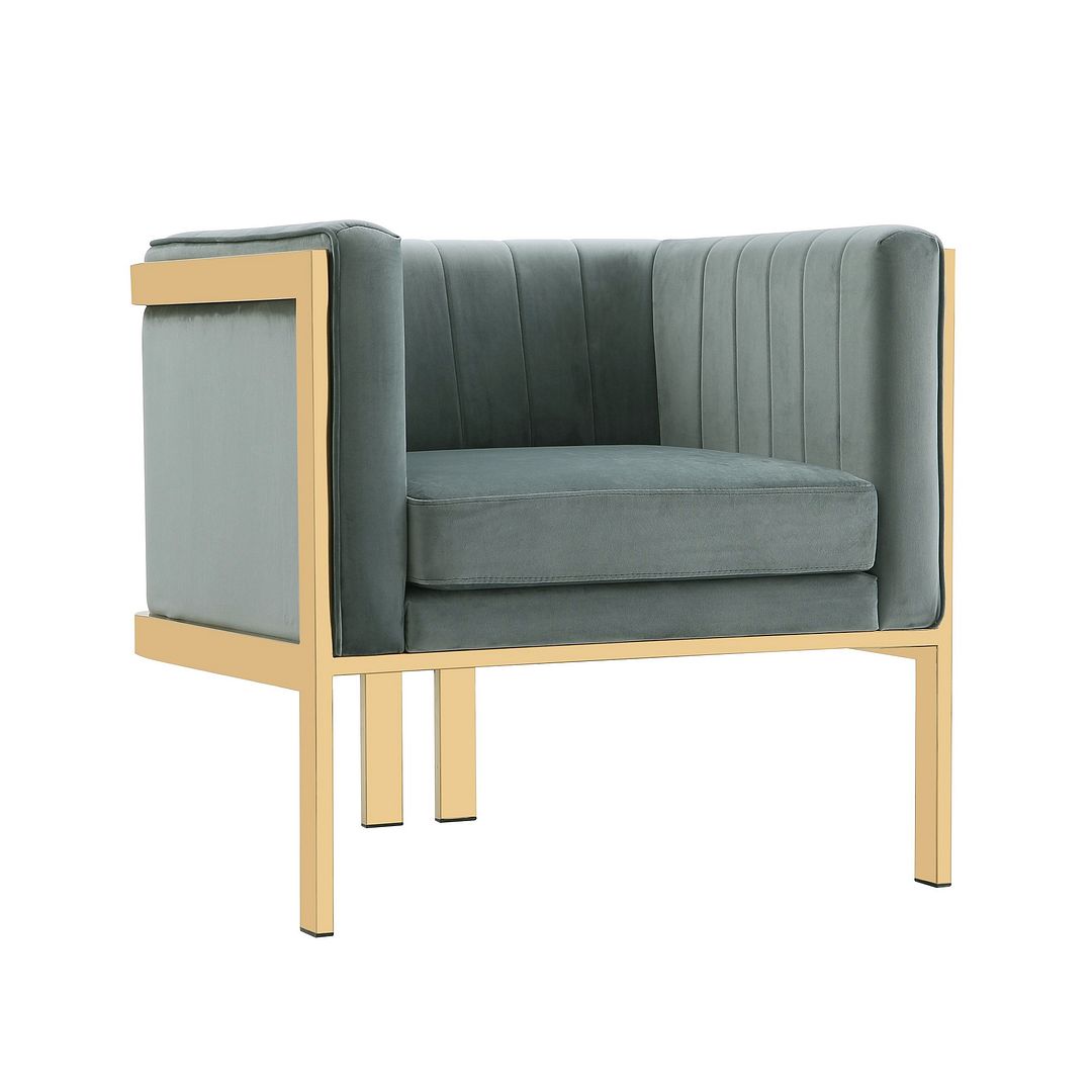 Manhattan Comfort Paramount Warm Grey Velvet Accent Armchair