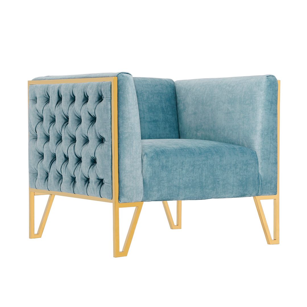 Manhattan Comfort Vector Ocean Blue Velvet Accent Chair