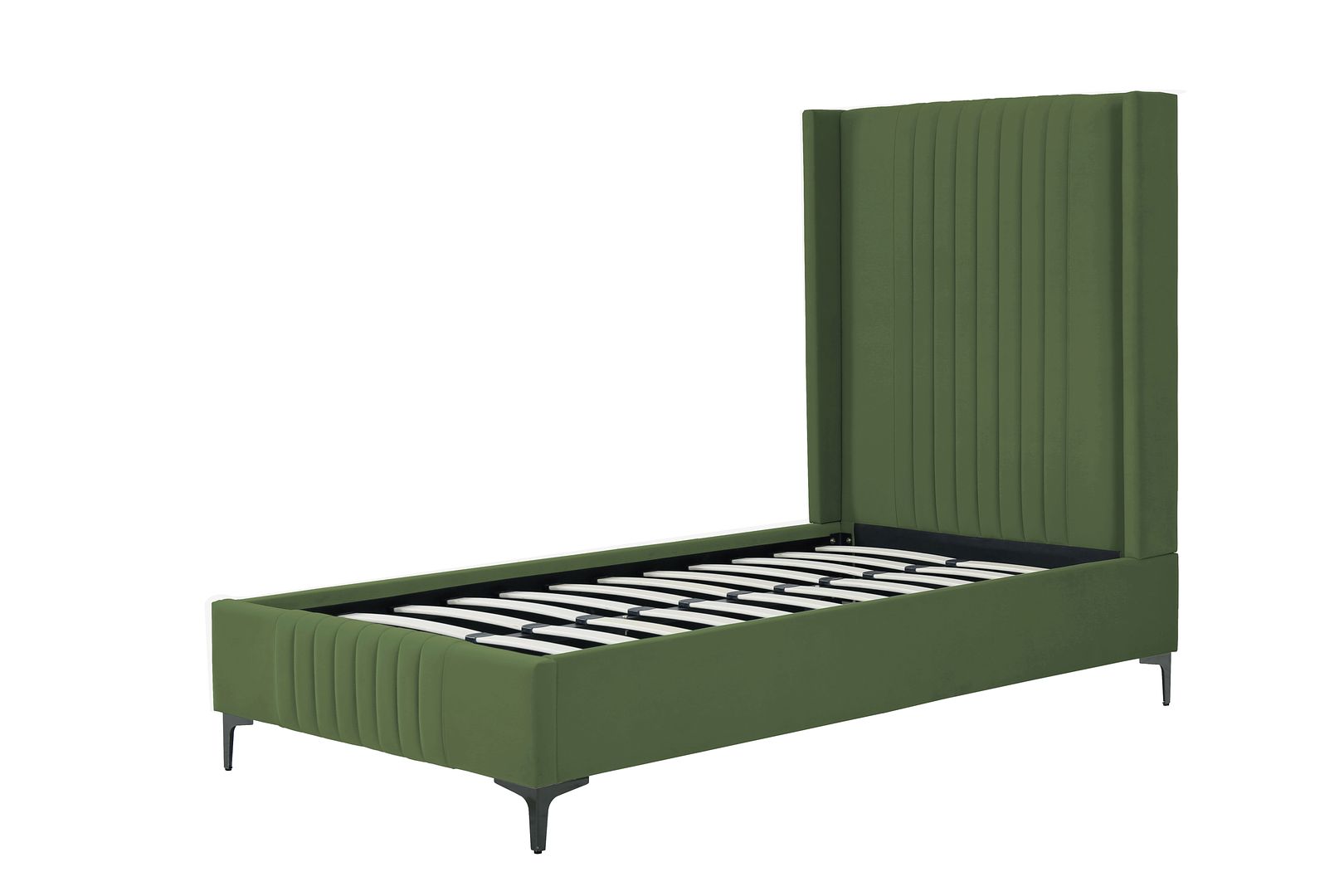 Manhattan Comfort Promenade Moss Green Velvet Upholstered Twin Bed