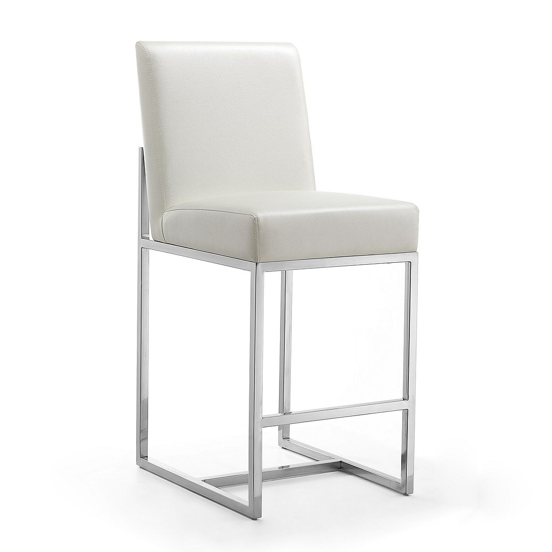 Manhattan Comfort Element Pearl White 37.2 Inch Counter Height Bar Stool