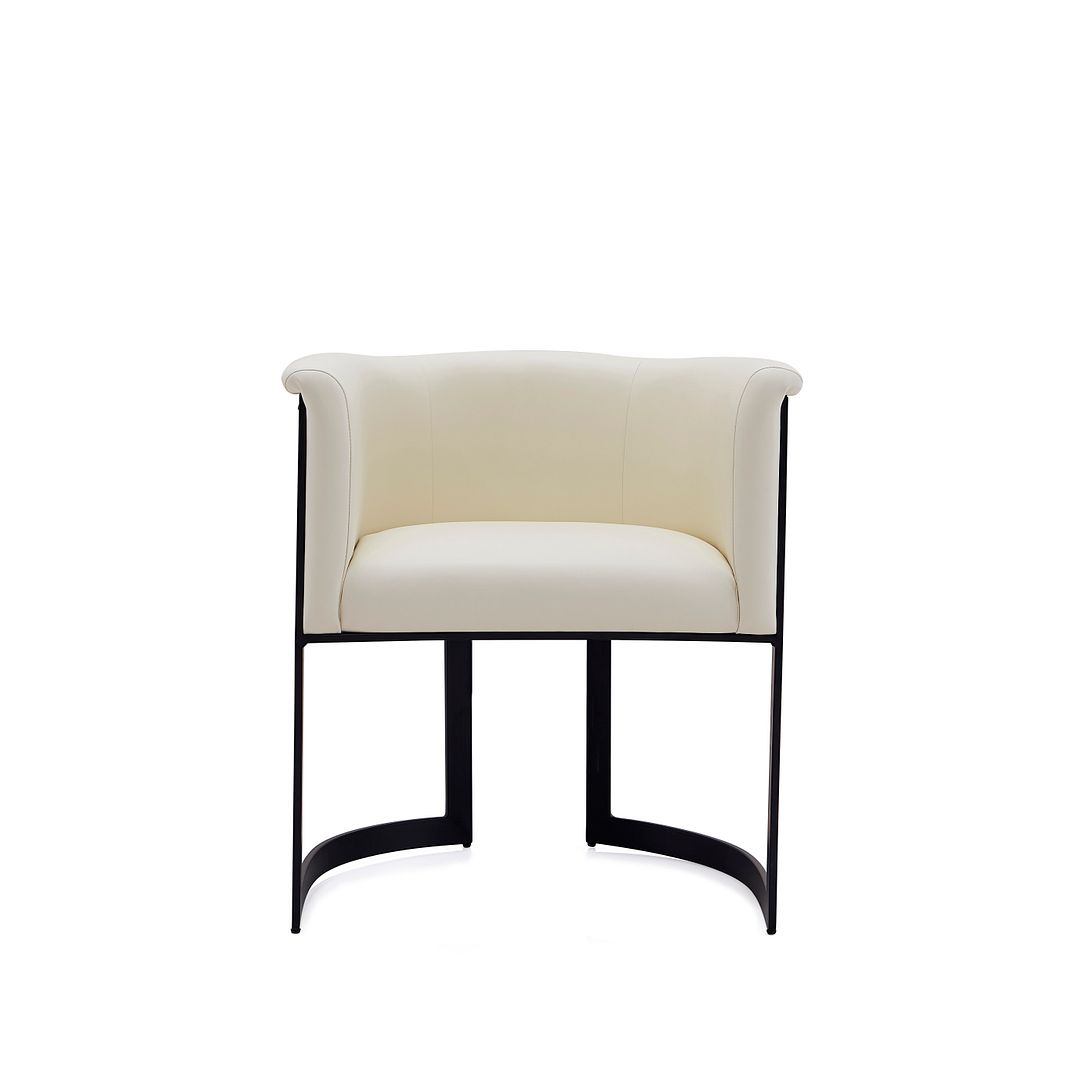 Manhattan Comfort Corso Cream Leatherette Dining Chair with Metal Frame