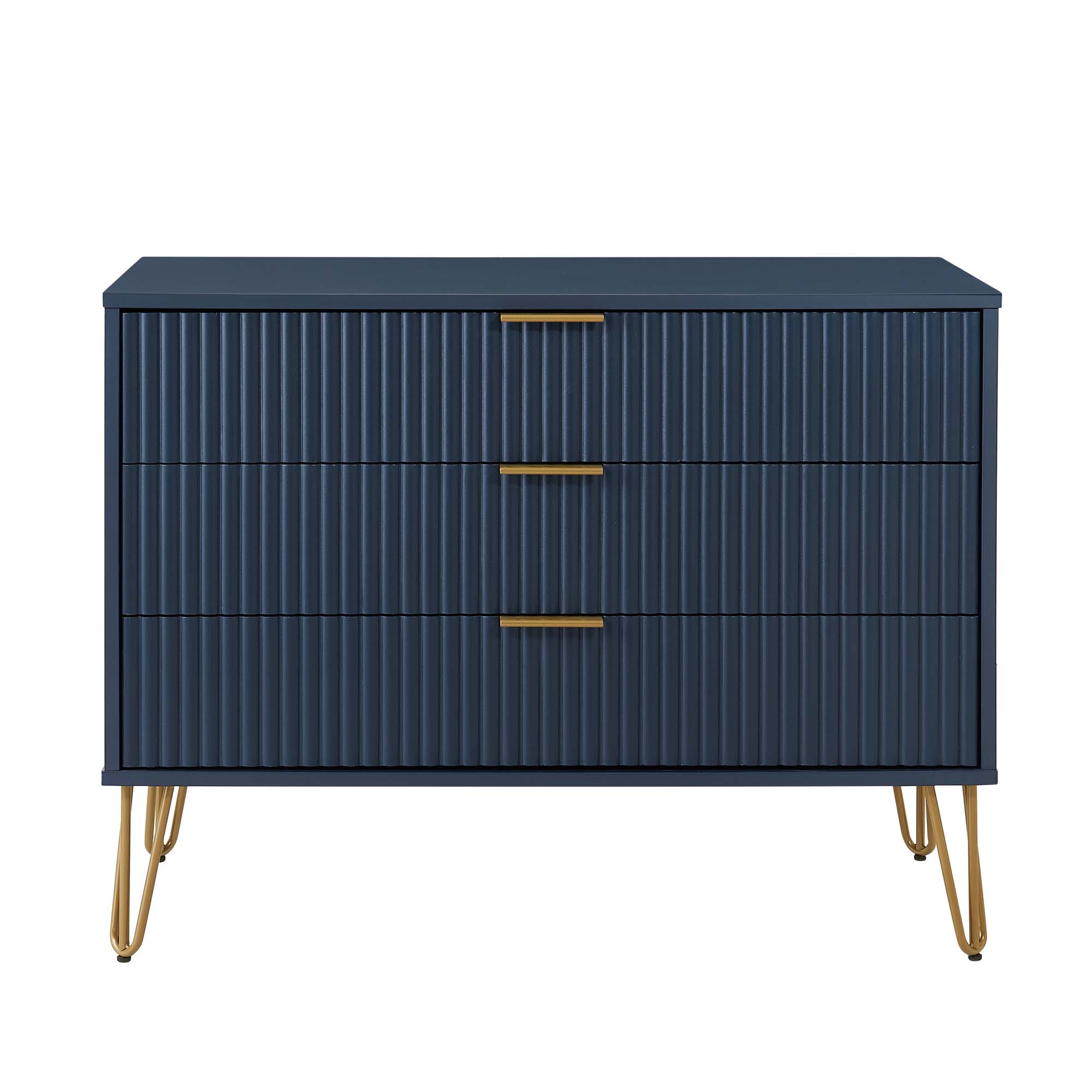 Manhattan Comfort DUMBO Midnight Blue Dresser with 3 Drawers