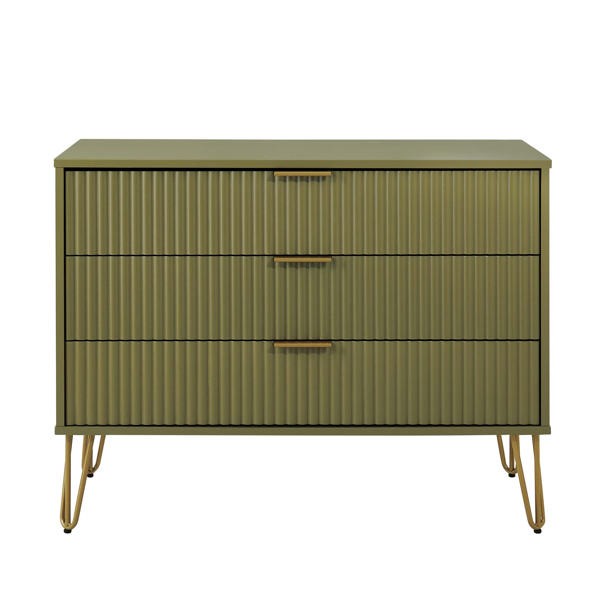 Manhattan Comfort DUMBO Olive Green Dresser with 3 Drawers