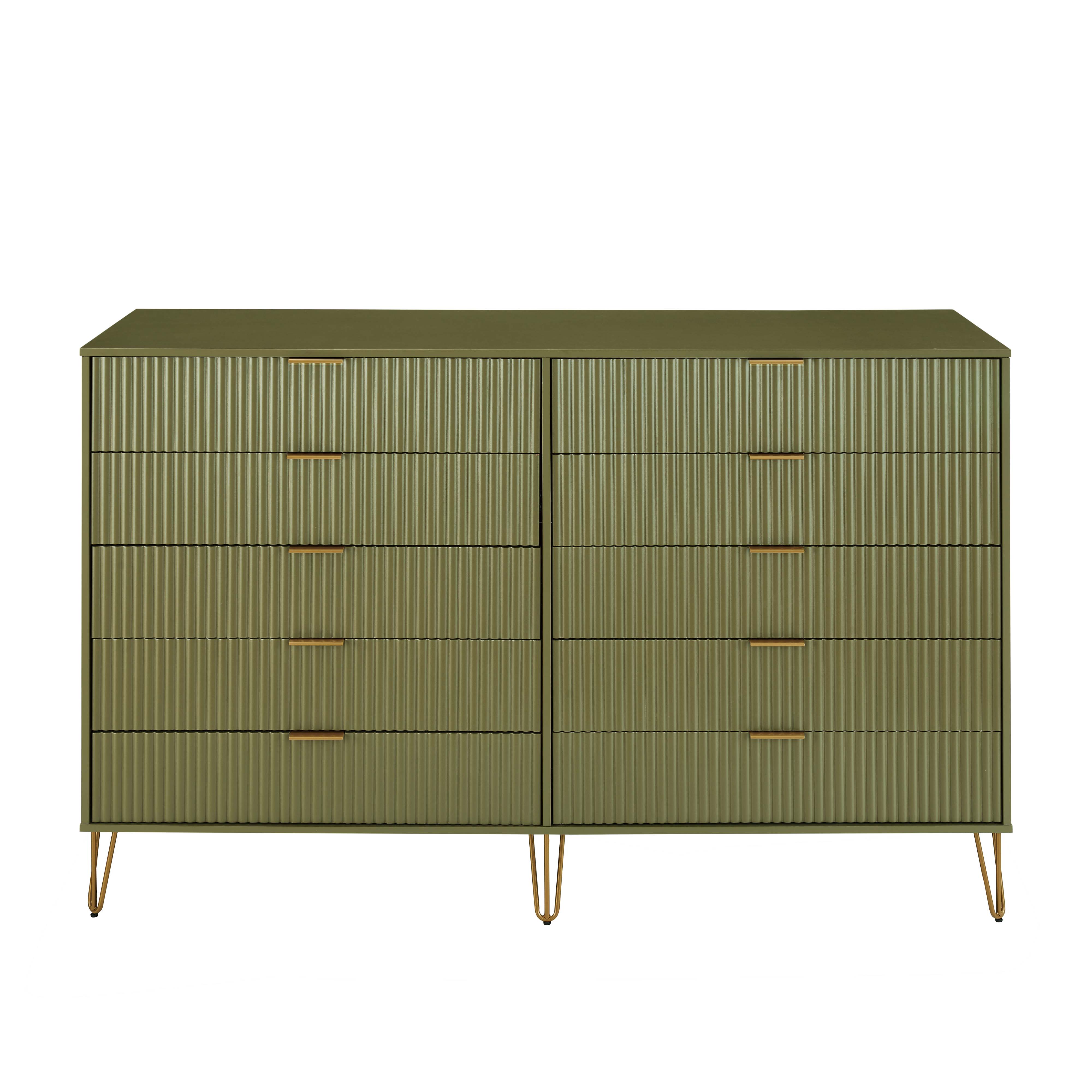 Manhattan Comfort DUMBO Olive Green 10-Drawer Double Tall Dresser