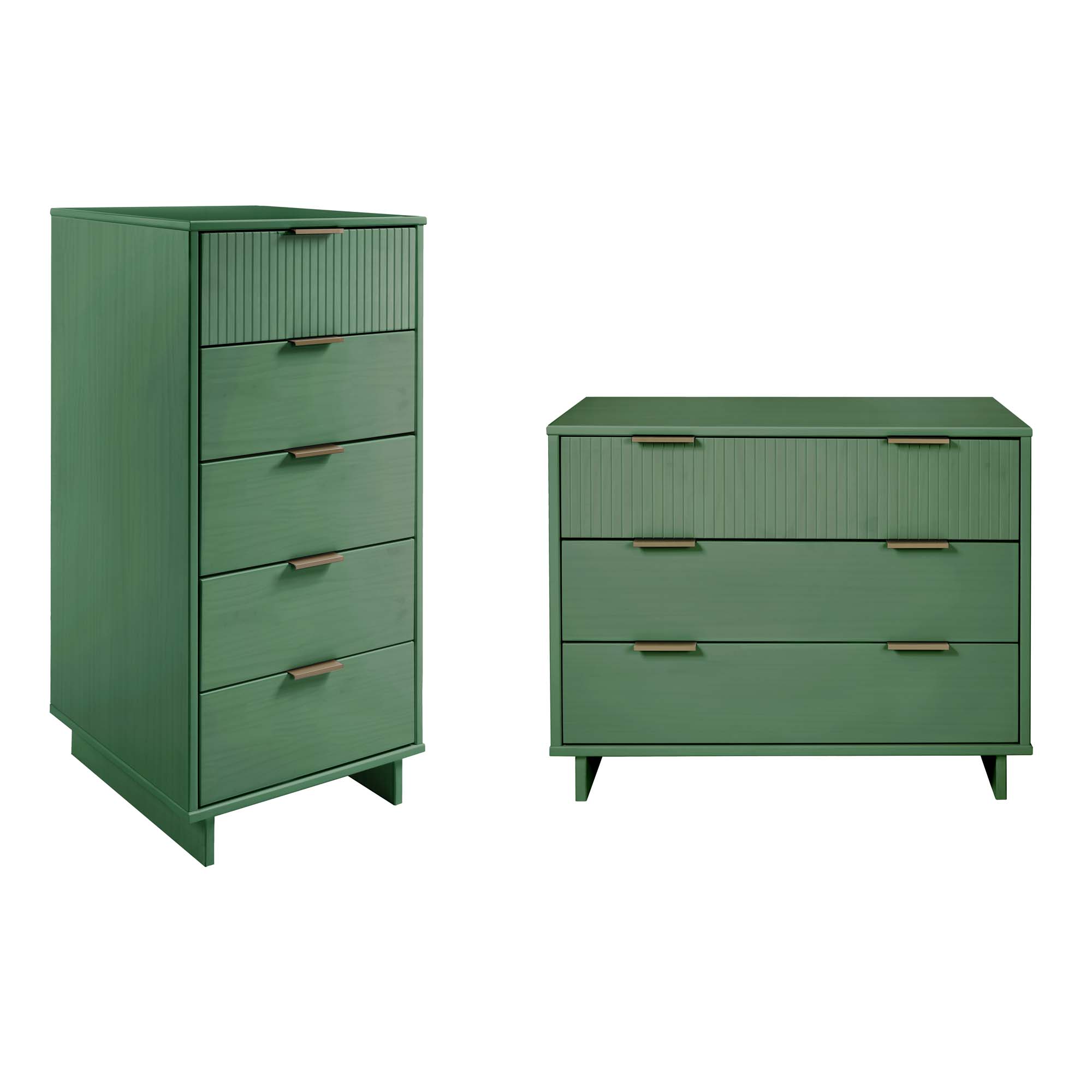 Manhattan Comfort Granville Sage Green 2pc Tall Narrow And Standard Dresser...