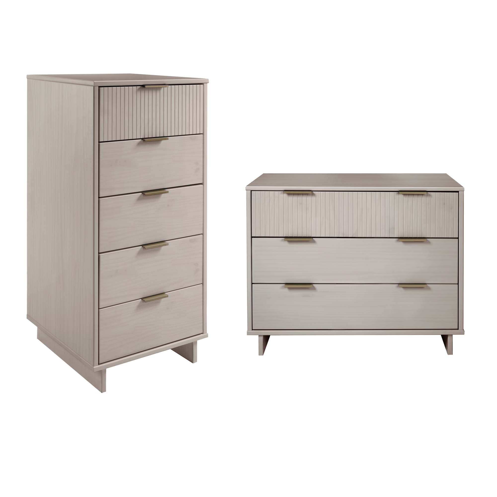 Manhattan Comfort Granville Light Grey 2pc Tall Narrow And Standard Dresser...