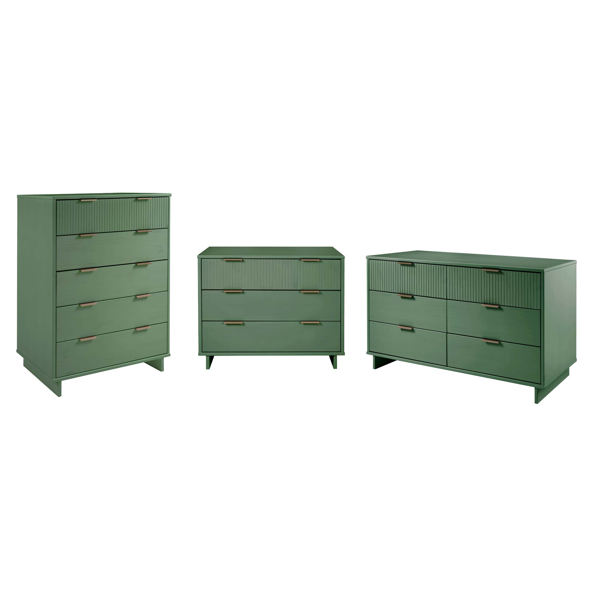 Manhattan Comfort Granville Sage Green 3pc Tall Narrow Chest and Dresser Se...
