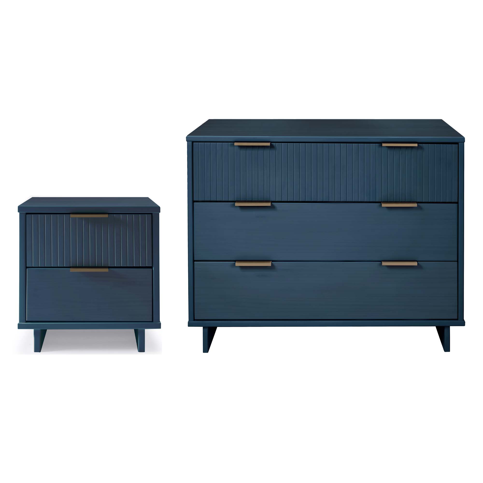 Manhattan Comfort Granville Midnight Blue 2pc Standard Dresser and Nightsta...