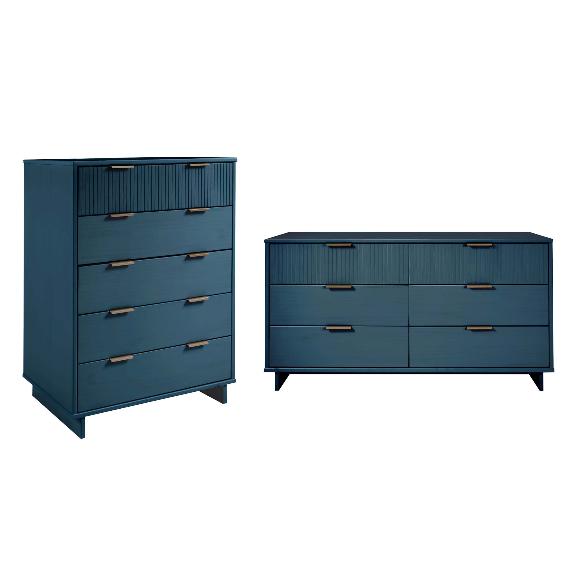 Manhattan Comfort Granville Midnight Blue 2pc Tall Chest and Double Dresser...