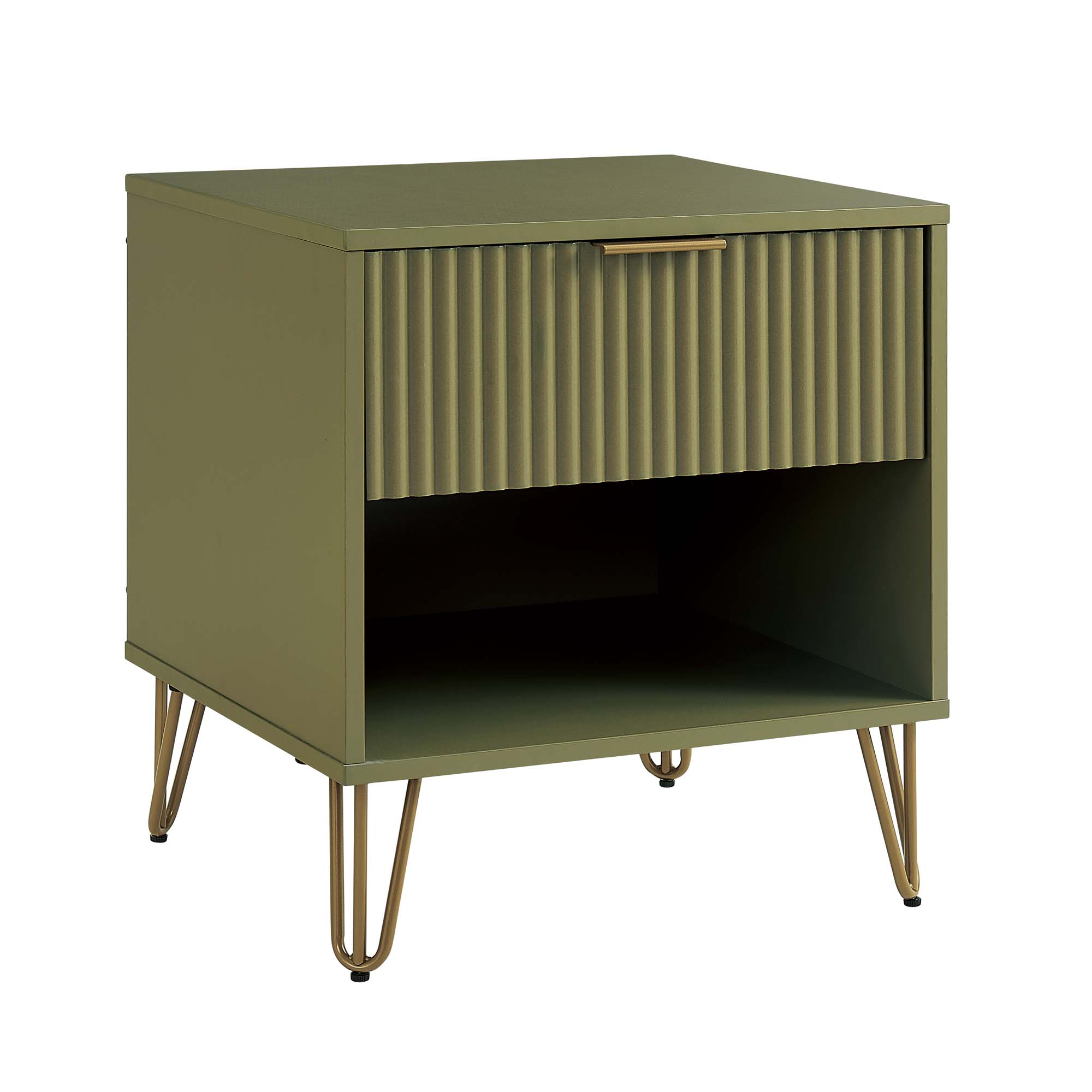 Manhattan Comfort DUMBO Olive Green 1.0 Nightstand with 1 Drawer