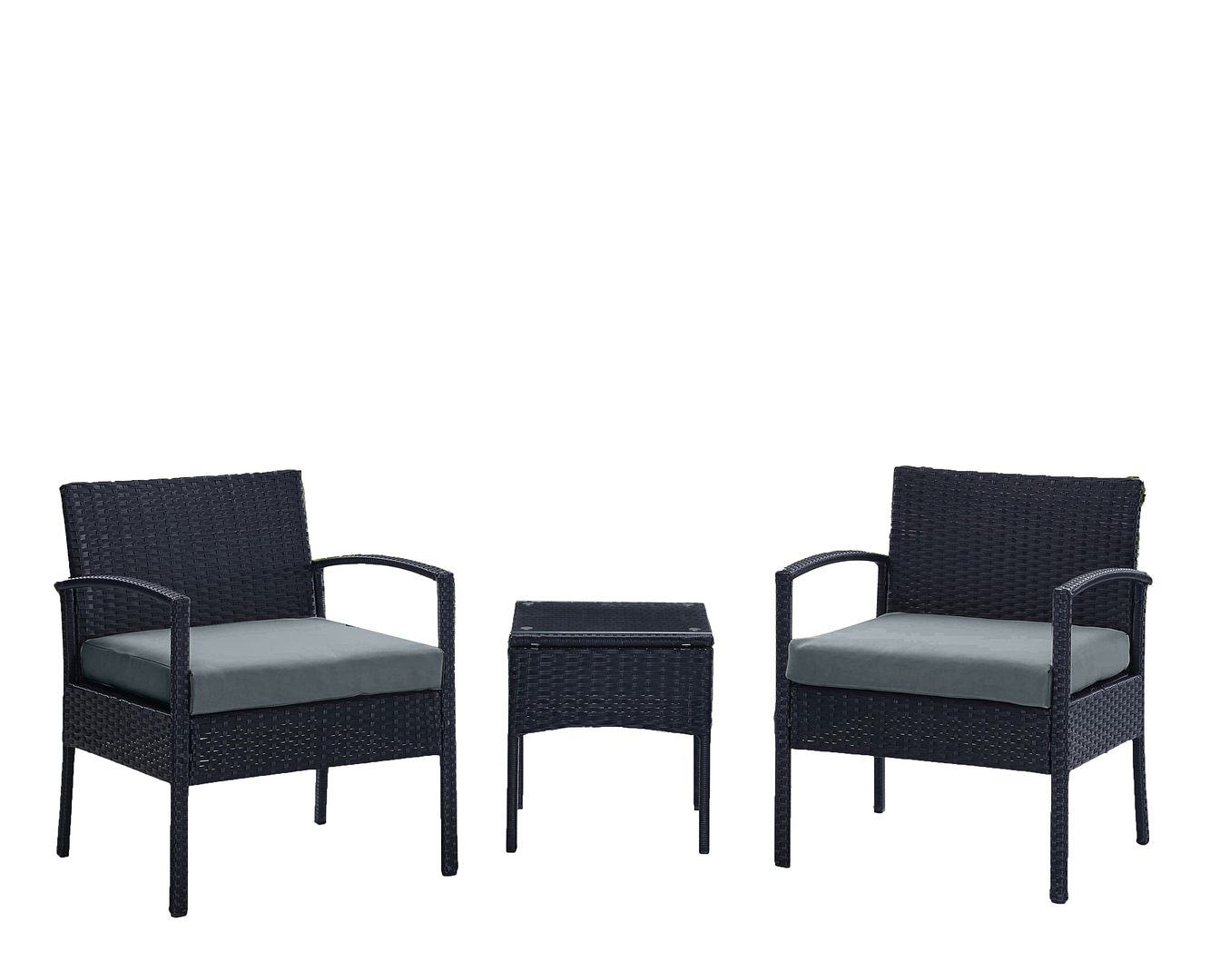 Manhattan Comfort Noli Black Grey 3pc Patio Conversation Set
