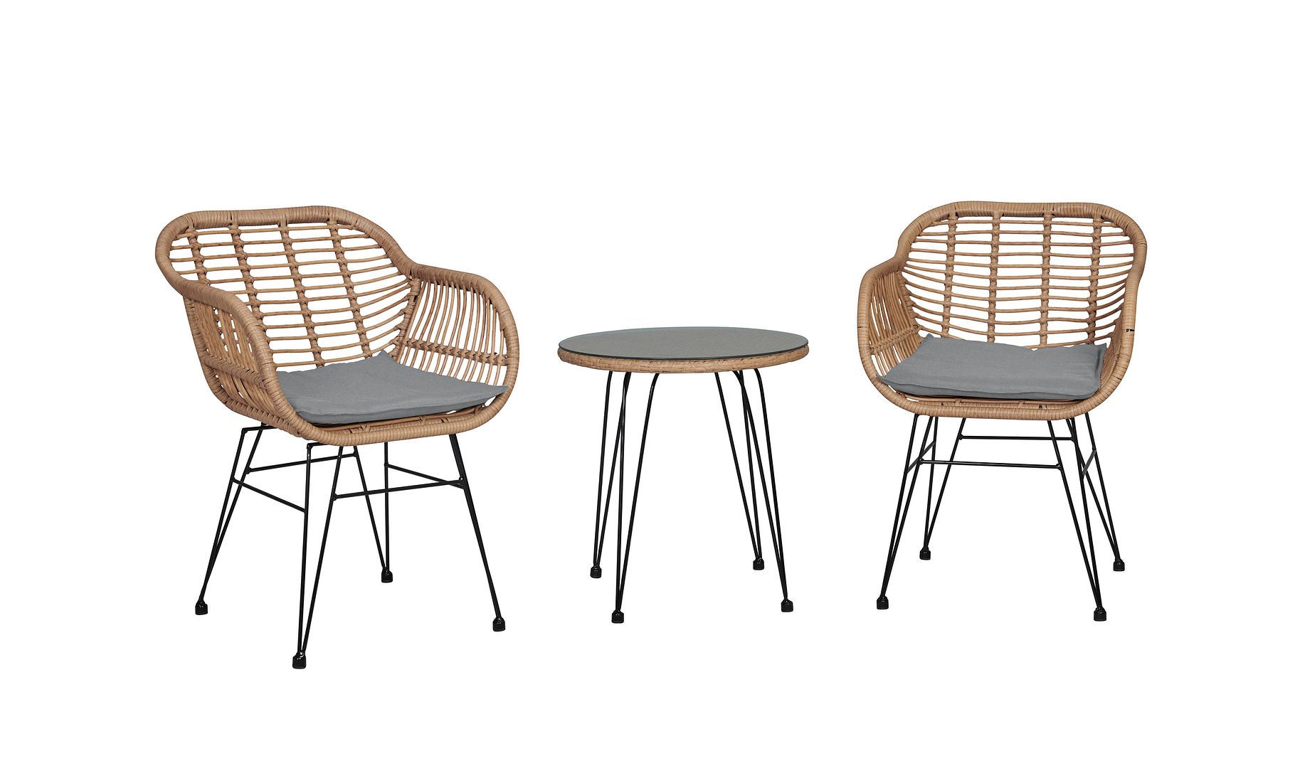 Manhattan Comfort Antibes 1.0 Tan Grey 3pc Patio Conversation Set