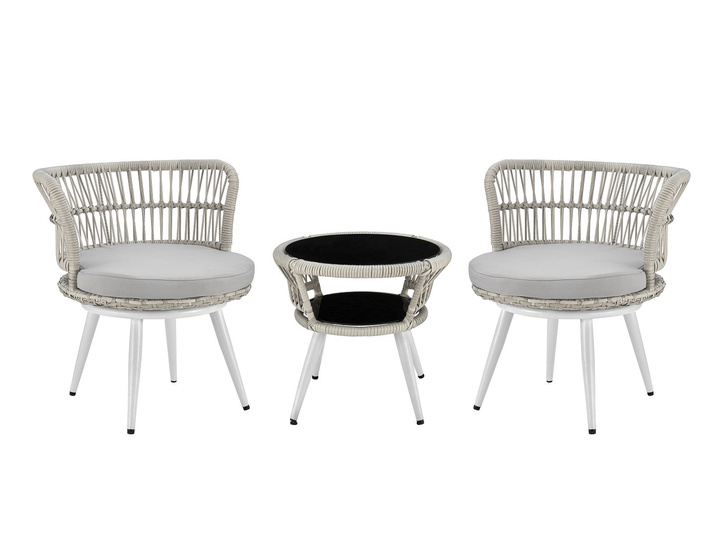 Manhattan Comfort Monaco White Grey 3pc Patio Conversation Set