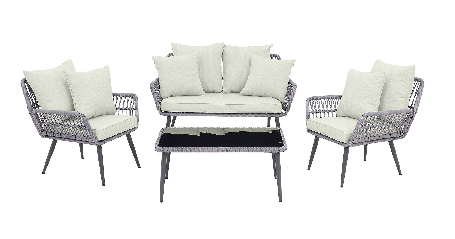 Manhattan Comfort Portofino Grey Cream 4pc Patio Conversation Set
