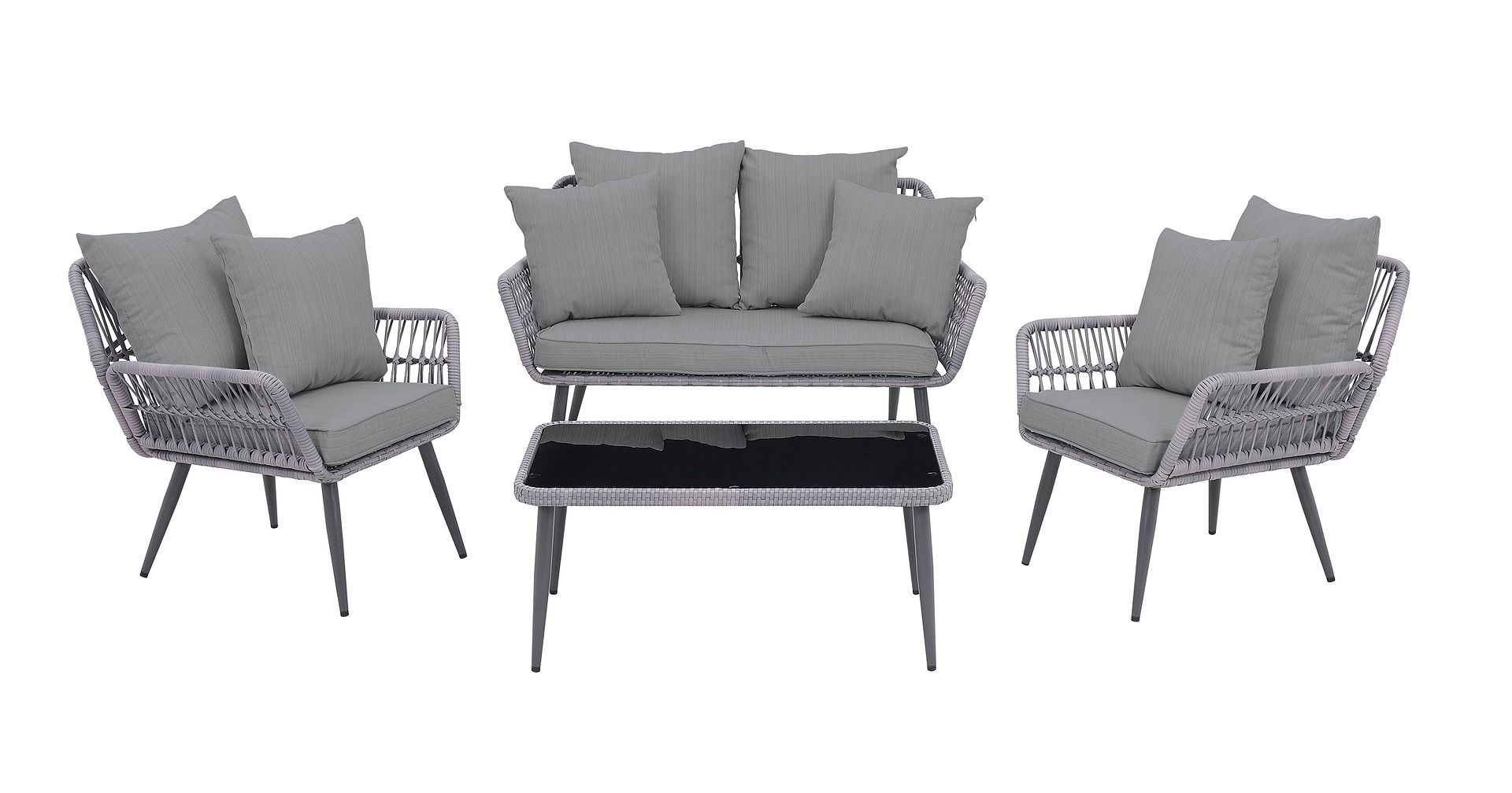 Manhattan Comfort Portofino Grey 4pc Patio Conversation Set