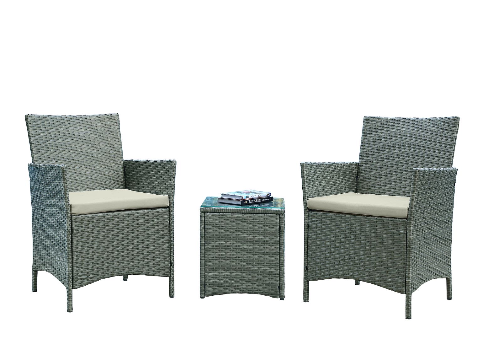 Manhattan Comfort Imperia Grey Cream 3pc Patio Conversation Set