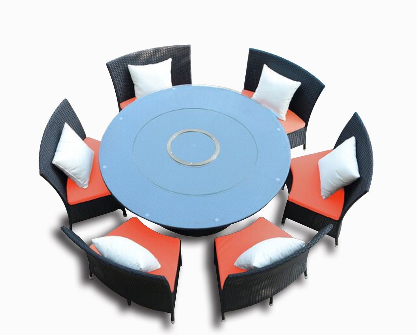 Manhattan Comfort Nightingdale Orange White Black 7pc Outdoor Dining Set