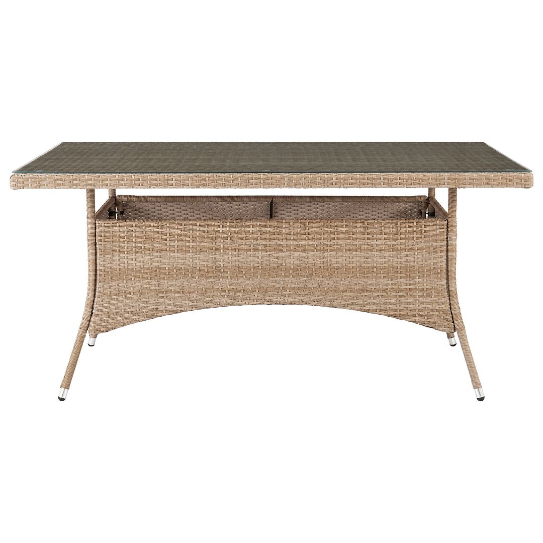 Manhattan Comfort Genoa Nature Tan Weave Glass Top Patio Dining Table