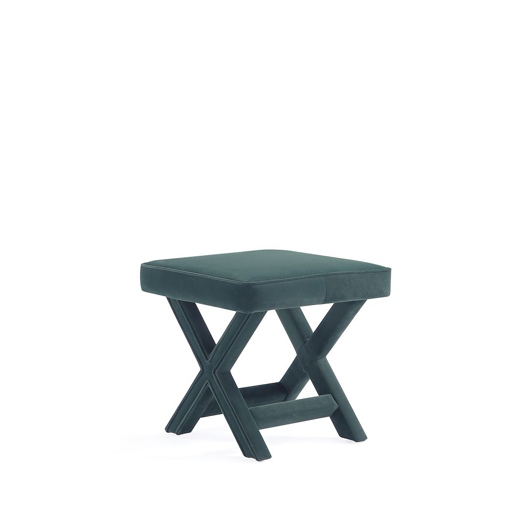 Manhattan Comfort Abigail Forest Green Rectangle Velvet Upholstered Ottoman...