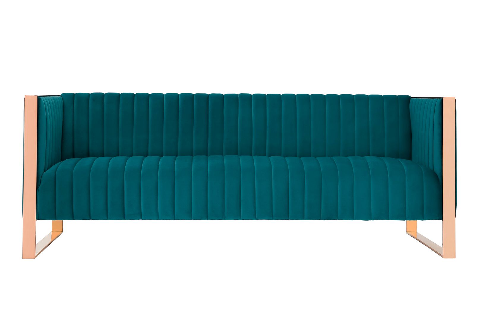 Manhattan Comfort Trillium Aqua Blue Velvet 3 Seat Sofa