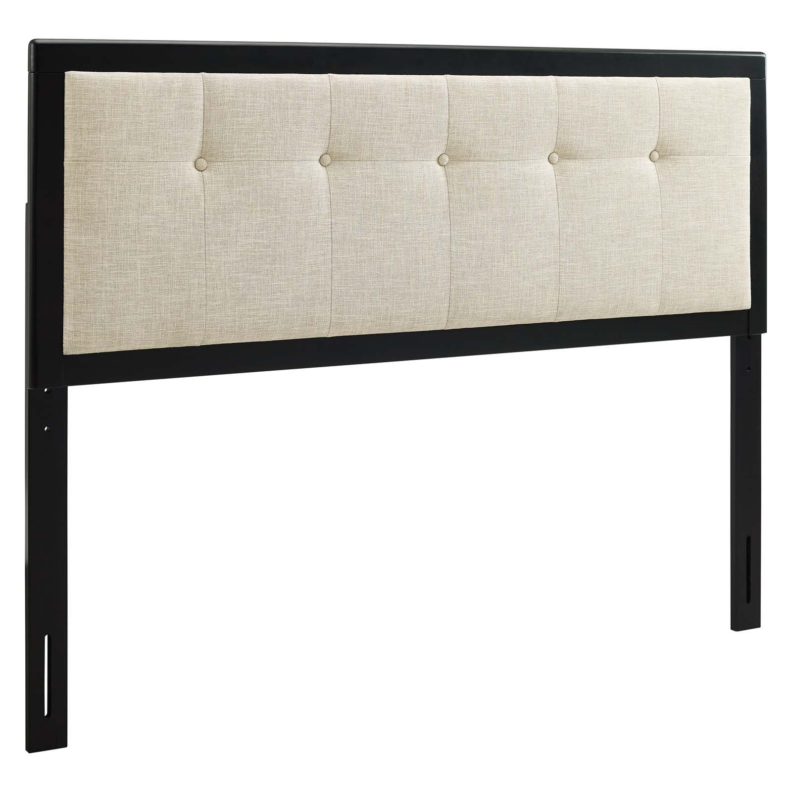 Modway Furniture Draper Black Beige Fabric Queen Headboard