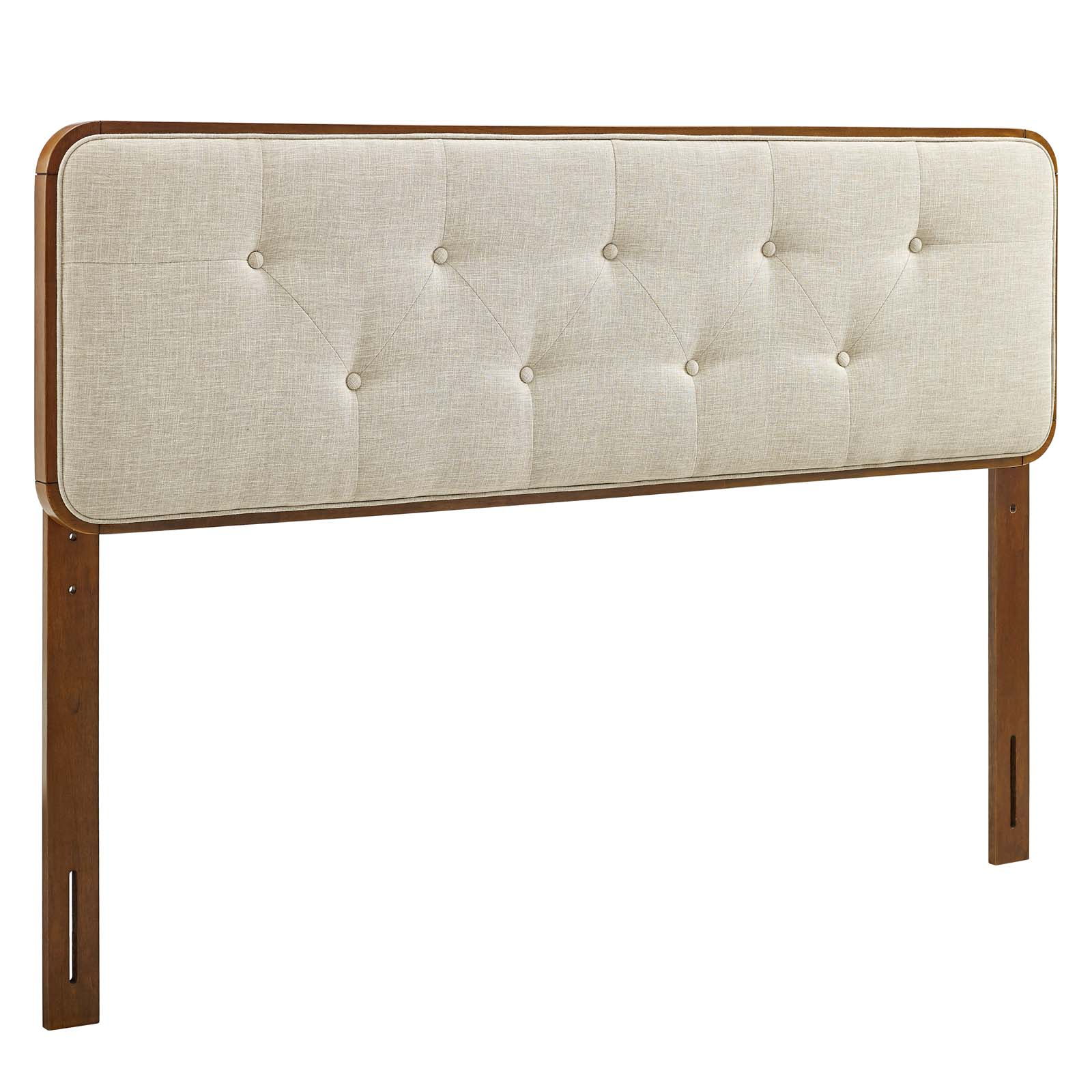 Modway Furniture Collins Walnut Beige Fabric Tufted Queen Headboard