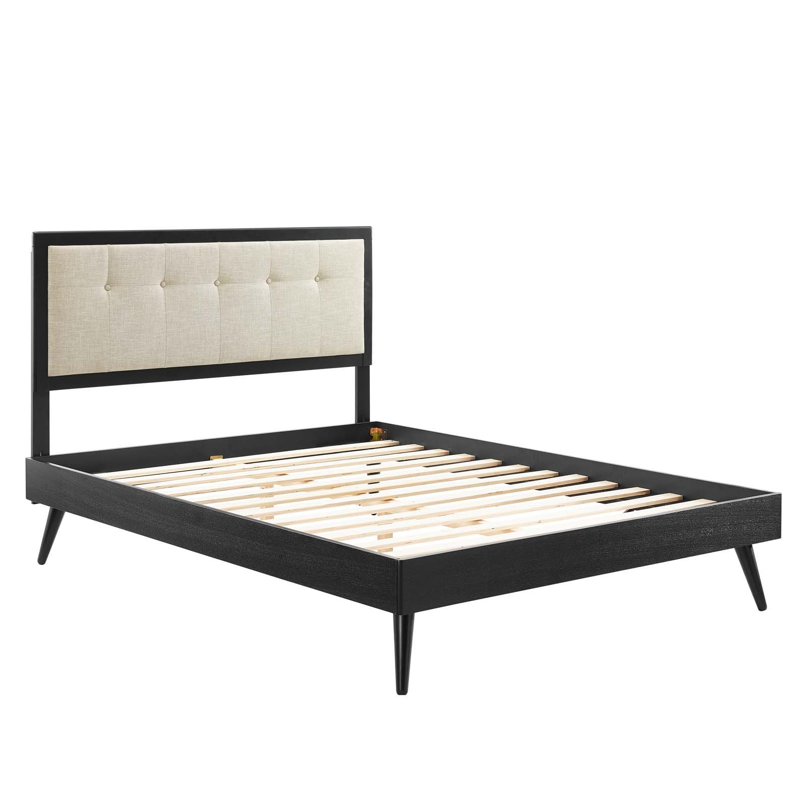 Modway Furniture Willow Black Beige Queen Platform Bed with Splayed Legs