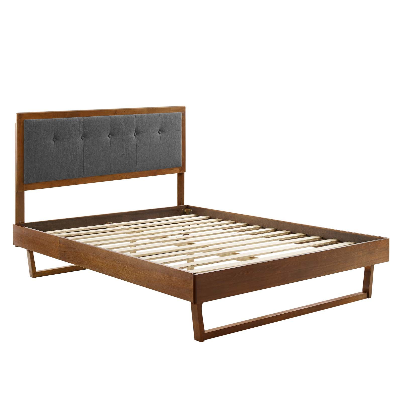 Modway Furniture Willow Walnut Charcoal King Platform Bed with Angular Fram...