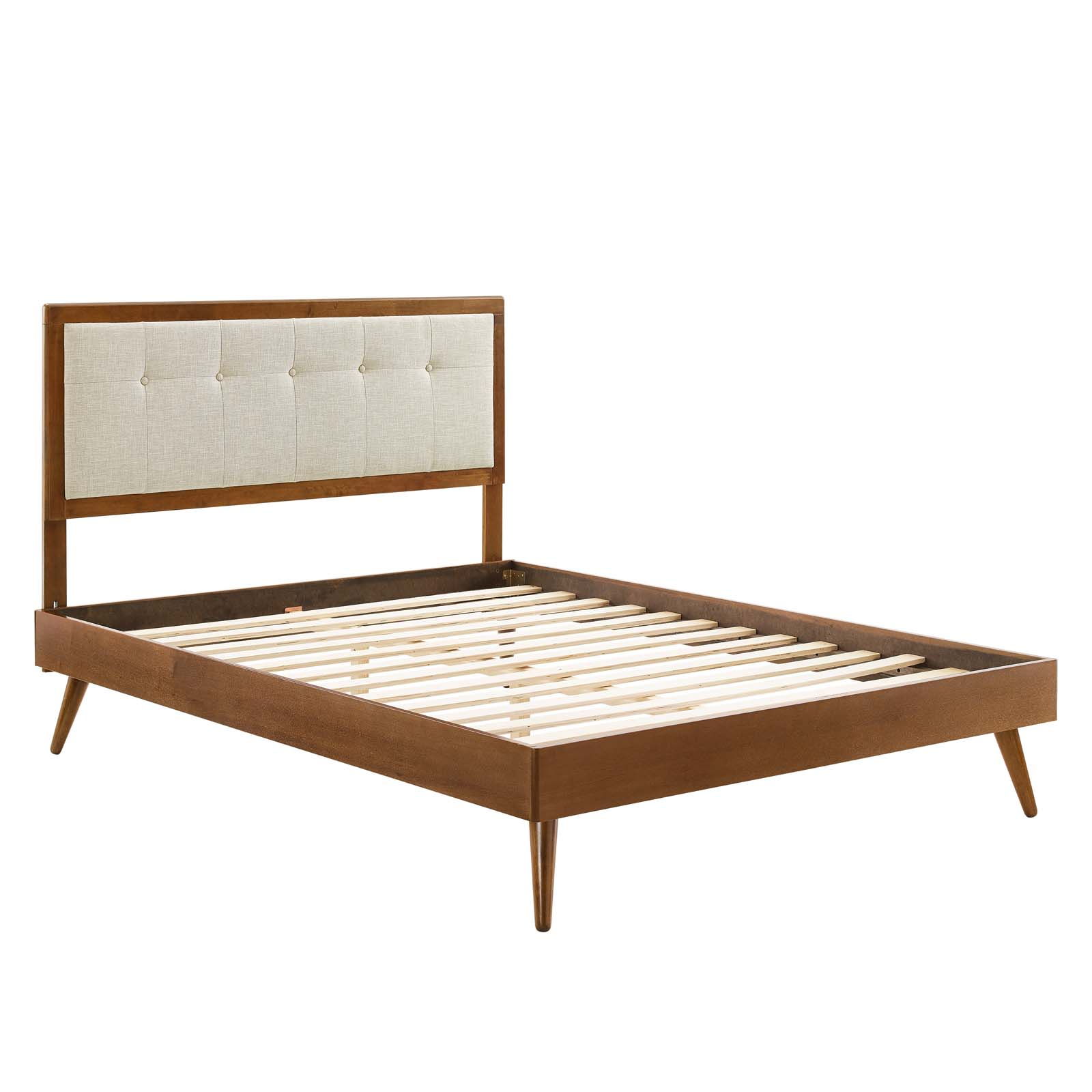 Modway Furniture Willow Walnut Beige King Platform Bed with Splayed Legs