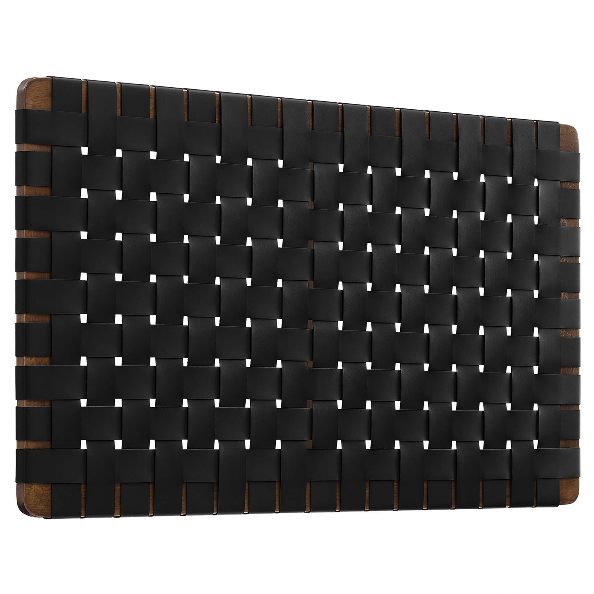 Modway Furniture Sparta Walnut Black Leather Wall Mount Twin Headboard