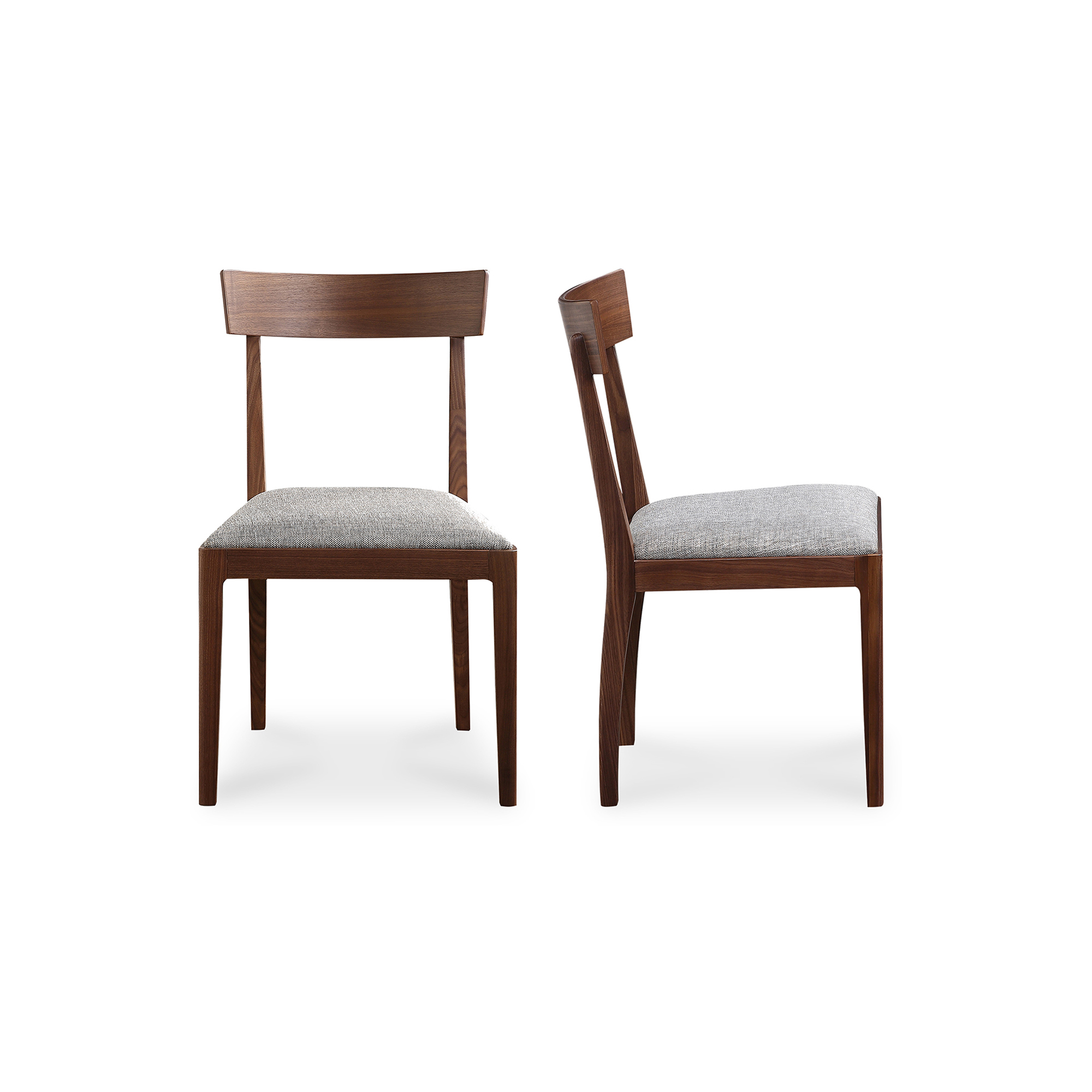 2 Moes Home Leone Walnut Brown Fabric Dining Chairs