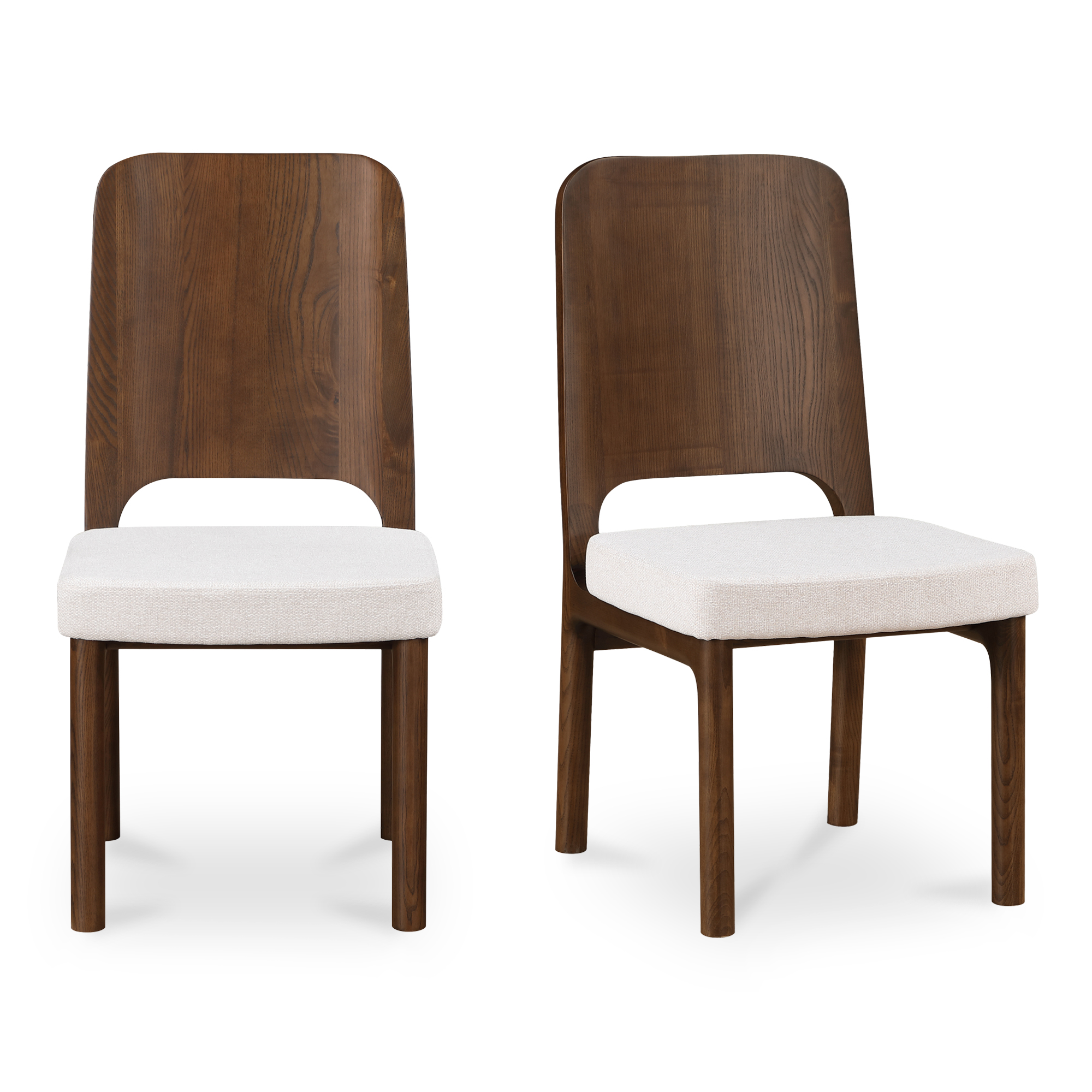 2 Moes Home Kerr Walnut Beige Dining Chairs
