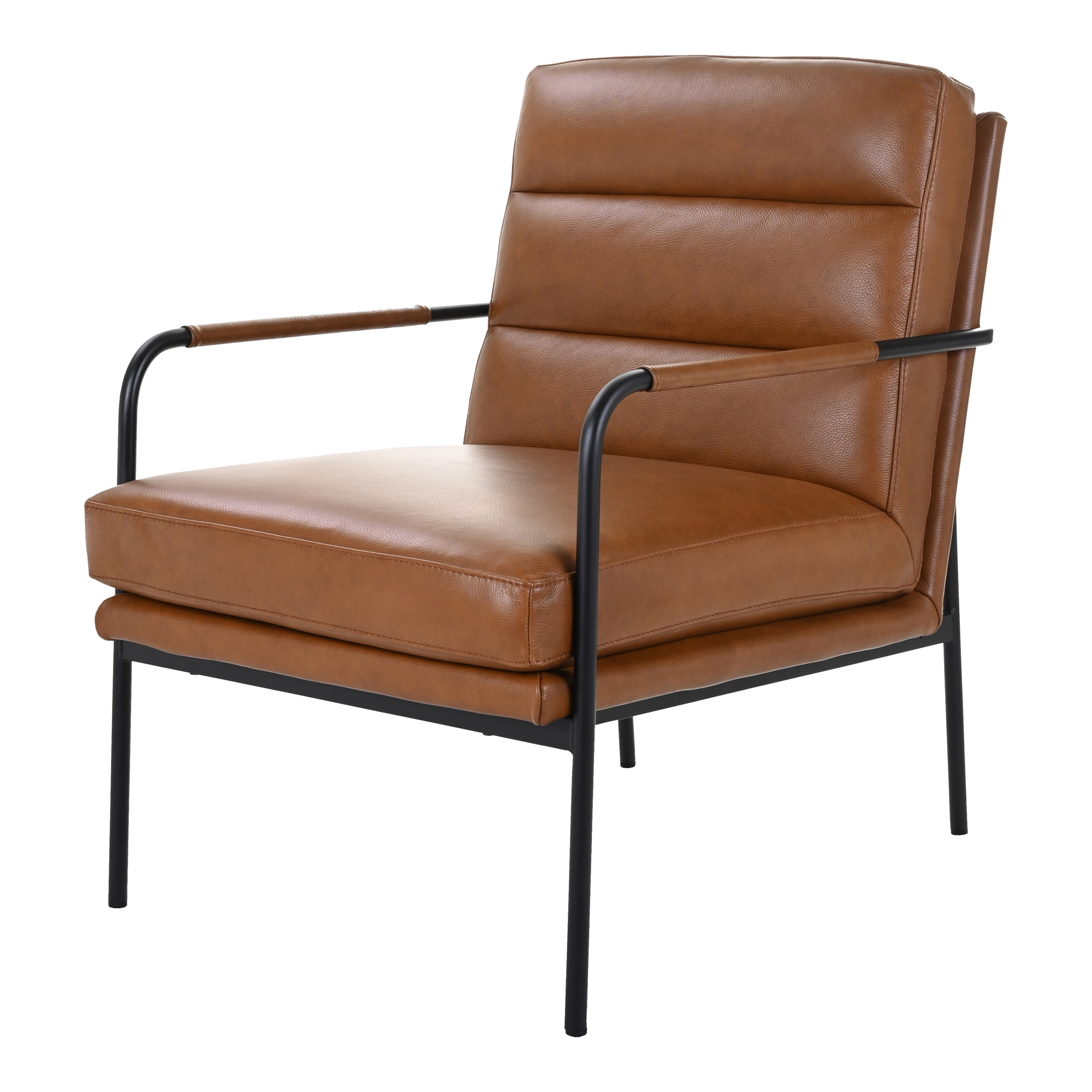 Moes Home Verlaine Chestnut Brown Leather Chair
