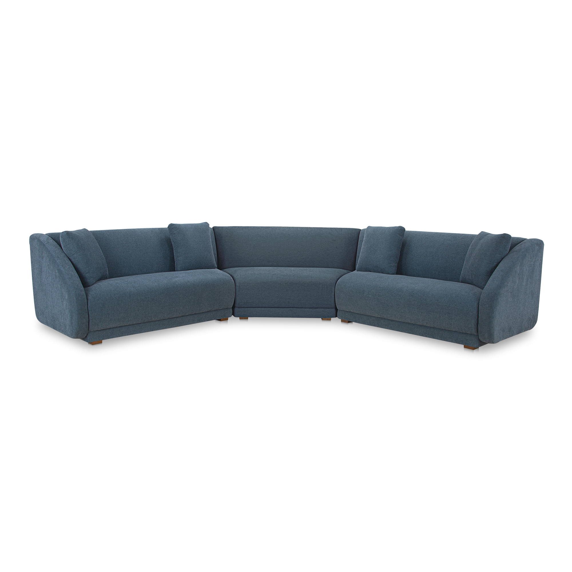 Moes Home Fraser Deep Blue 3pc Modular Sectional with Wedge Slipper