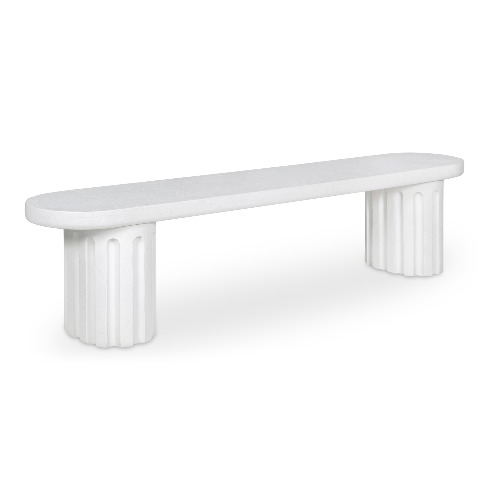 Moes Home Eris White Outdoor Dining Bench