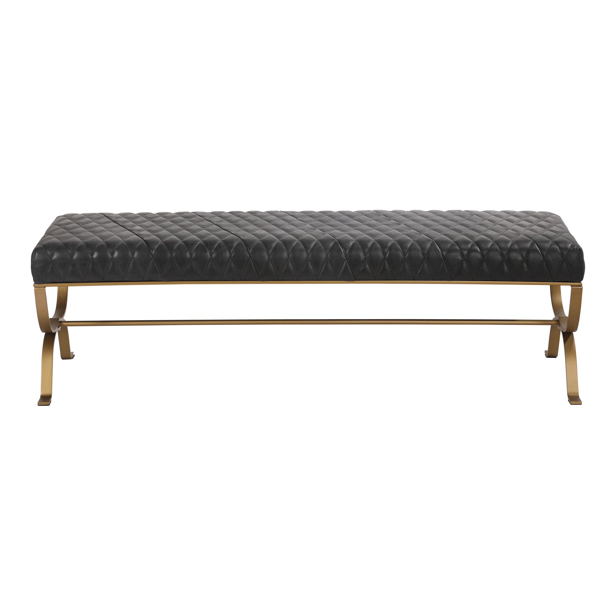 Moes Home Teatro Black Leather Iron Plywood Bench