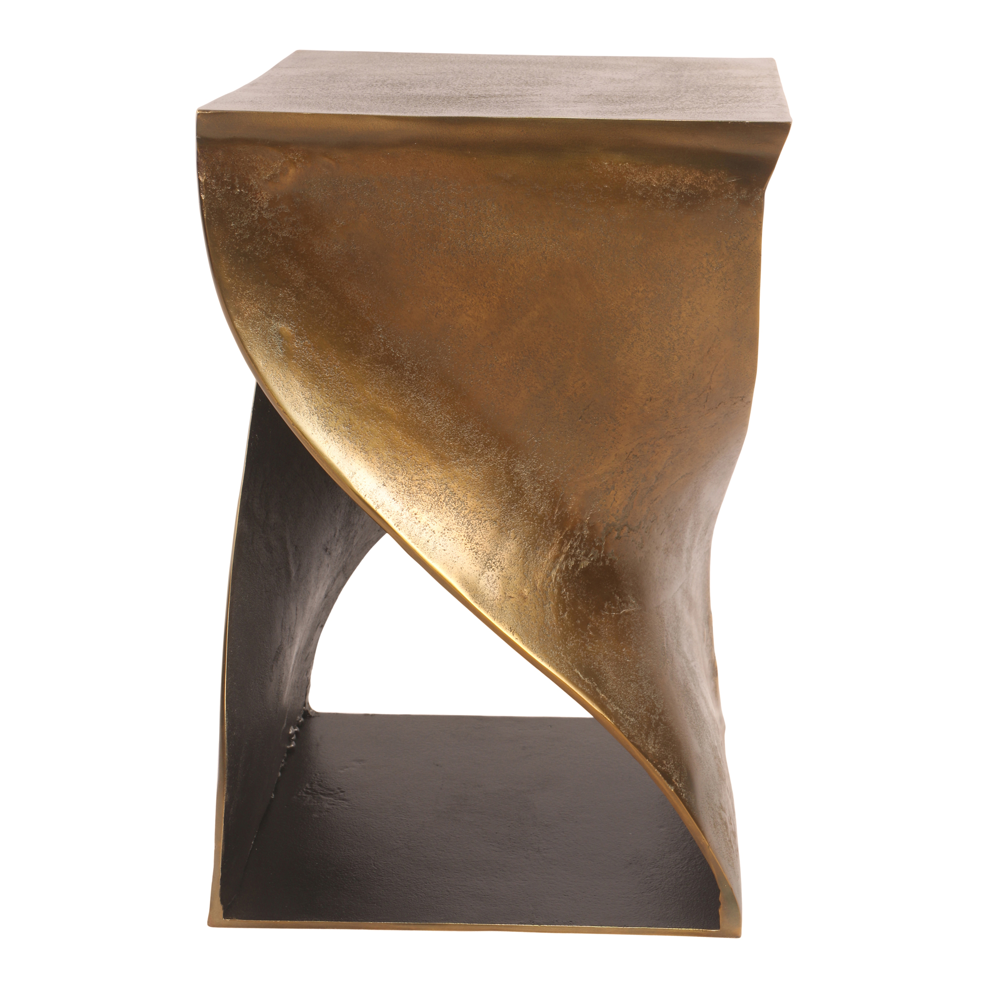 Moes Home Twist Brass Brown Square Accent Table