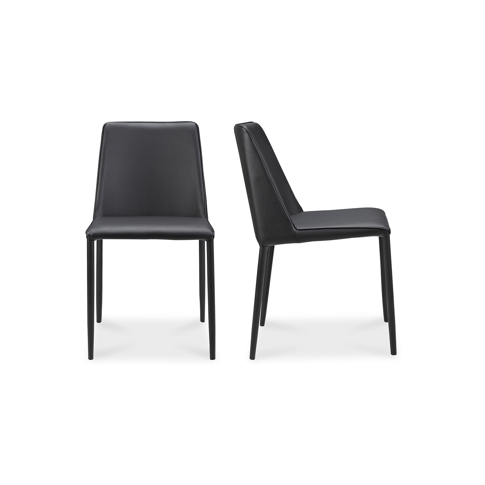 2 Moes Home Nora Black Vegan Polyurethane Iron Dining Chairs